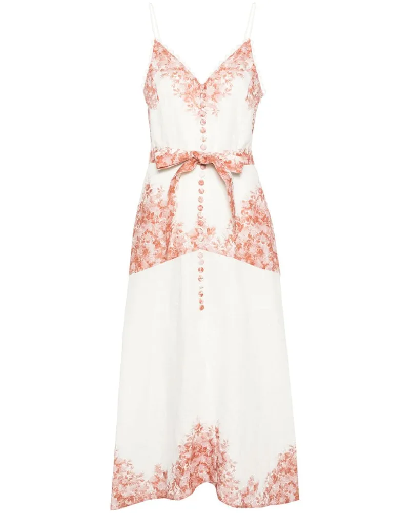 Twin-Set Leinenkleid mit Blumen-Print - Nude Nude