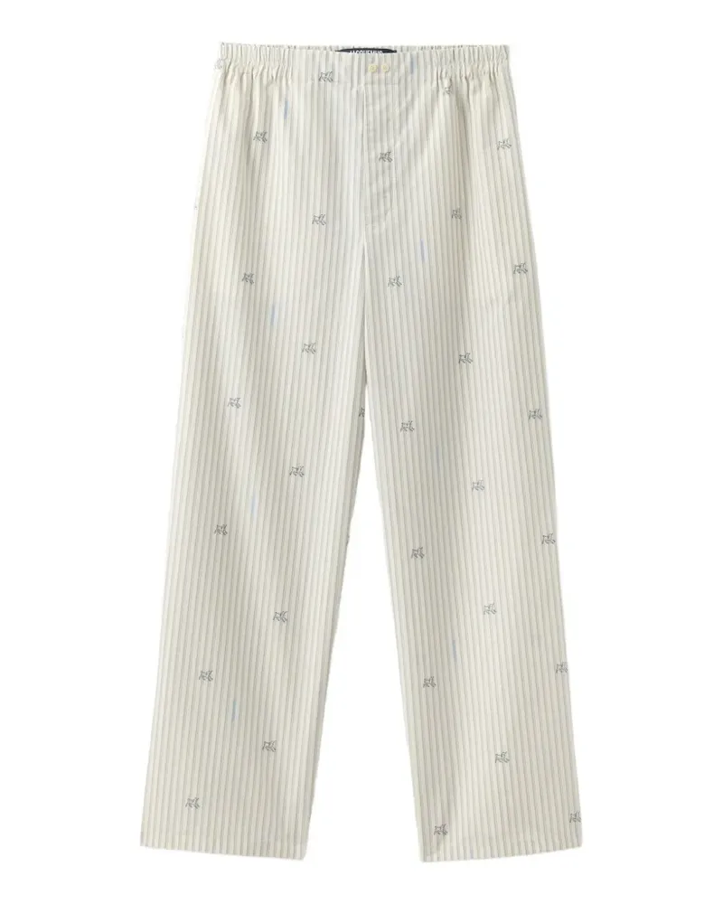 Jacquemus The Pyjama striped-details cotton trousers - Nude Nude