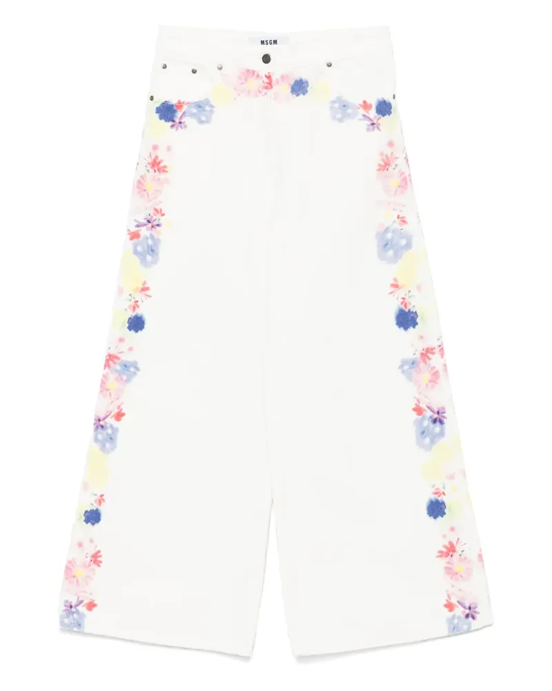 MSGM Jeans mit Blumen-Print - Weiß Weiß