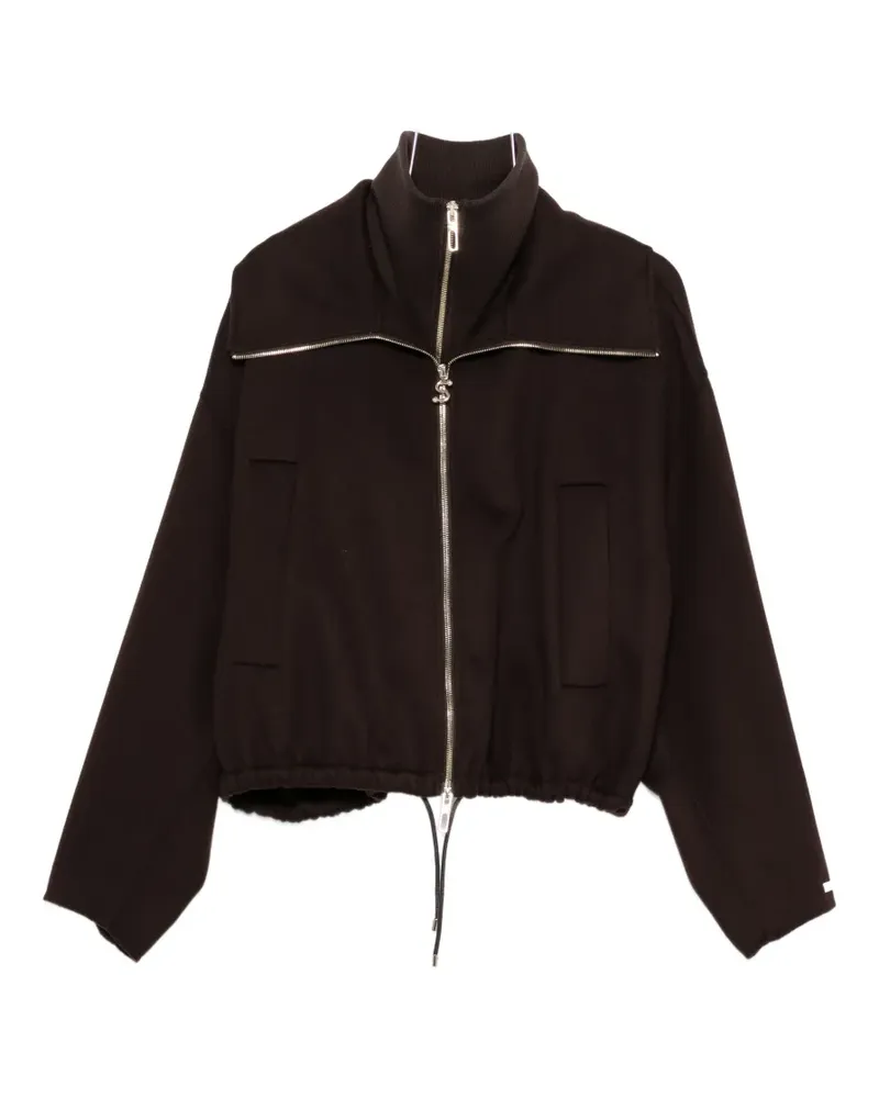 SPORTMAX layered-collar elasticated-hem jacket - Braun Braun