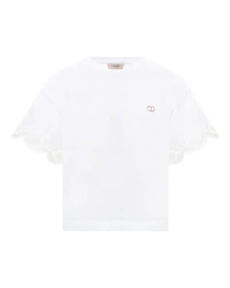 Twin-Set T-Shirt mit Wellensaum - Weiß Weiß