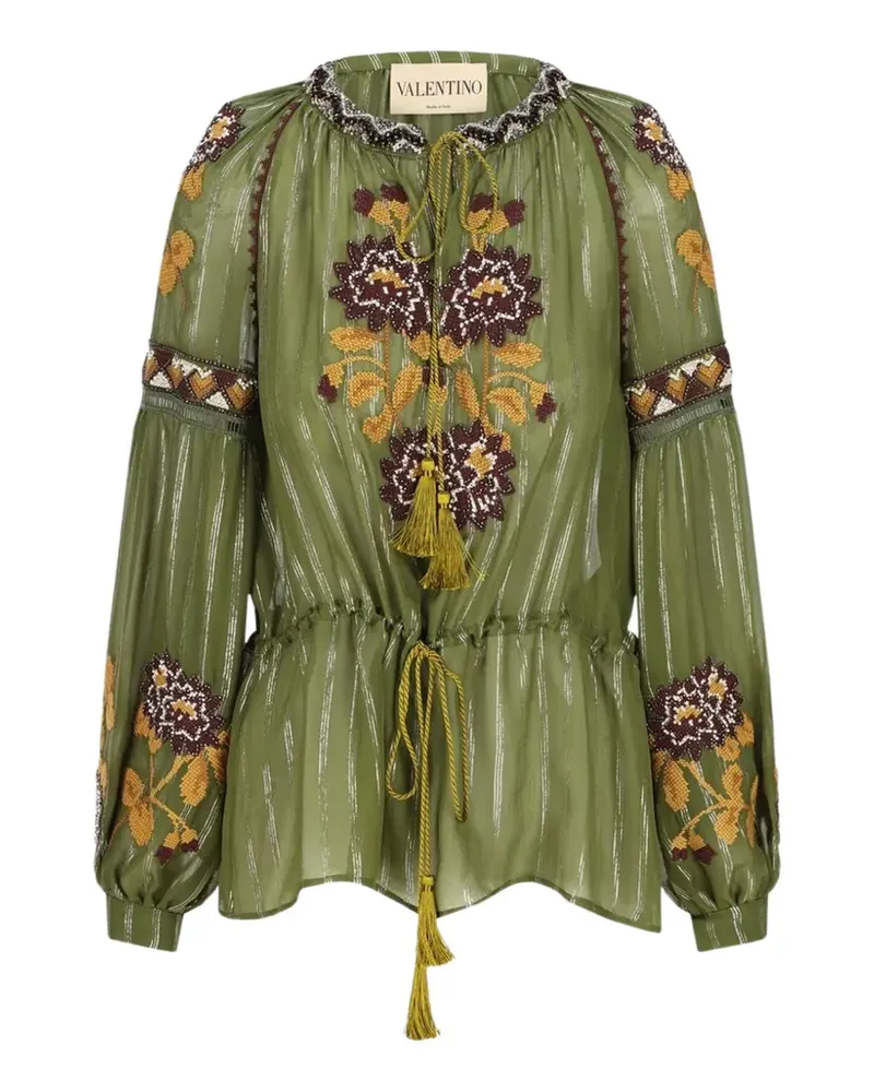 Valentino Garavani Bestickte Bluse mit Quasten - Grün Grün
