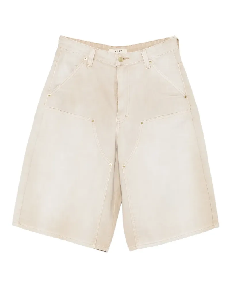 6397 panelled washed-effect shorts - Nude Nude