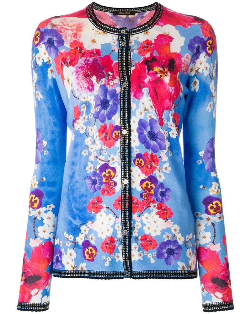 Roberto Cavalli Geblümter Cardigan - Blau Blau
