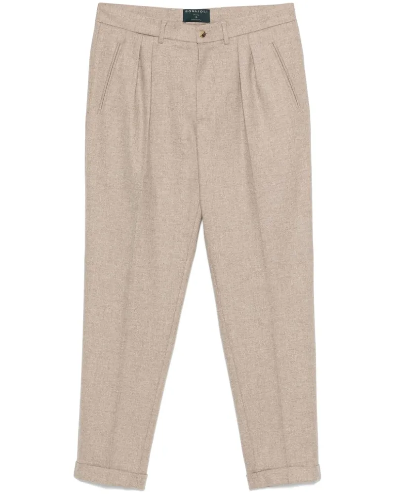 Boglioli Tapered-Hose mit Falten - Braun Braun