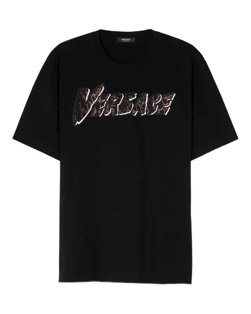 Versace T-Shirt mit verziertem Logo - Schwarz Schwarz