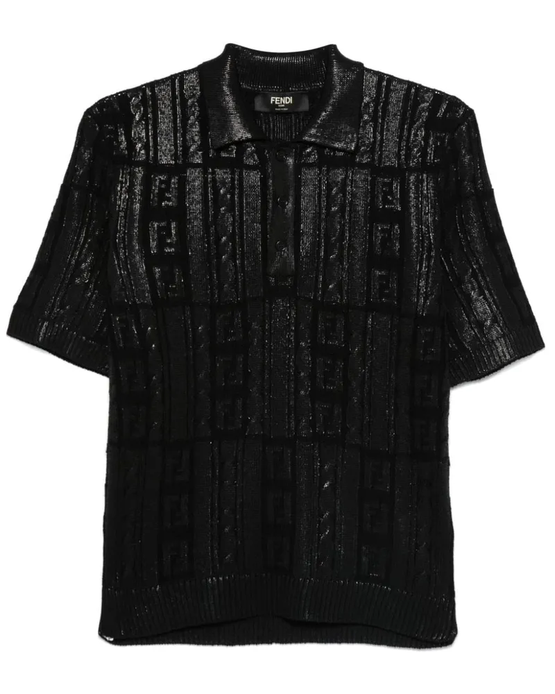 Fendi Gestricktes Poloshirt - Schwarz Schwarz