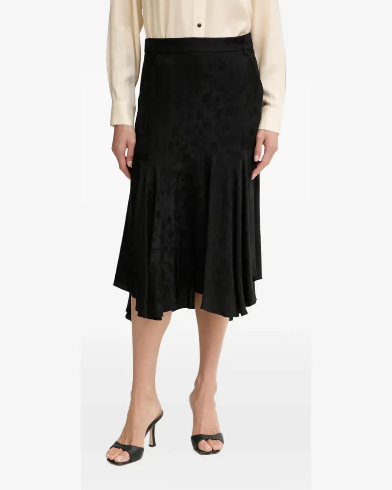 Pinko floral-jacquard asymmetric midi skirt - Schwarz Schwarz