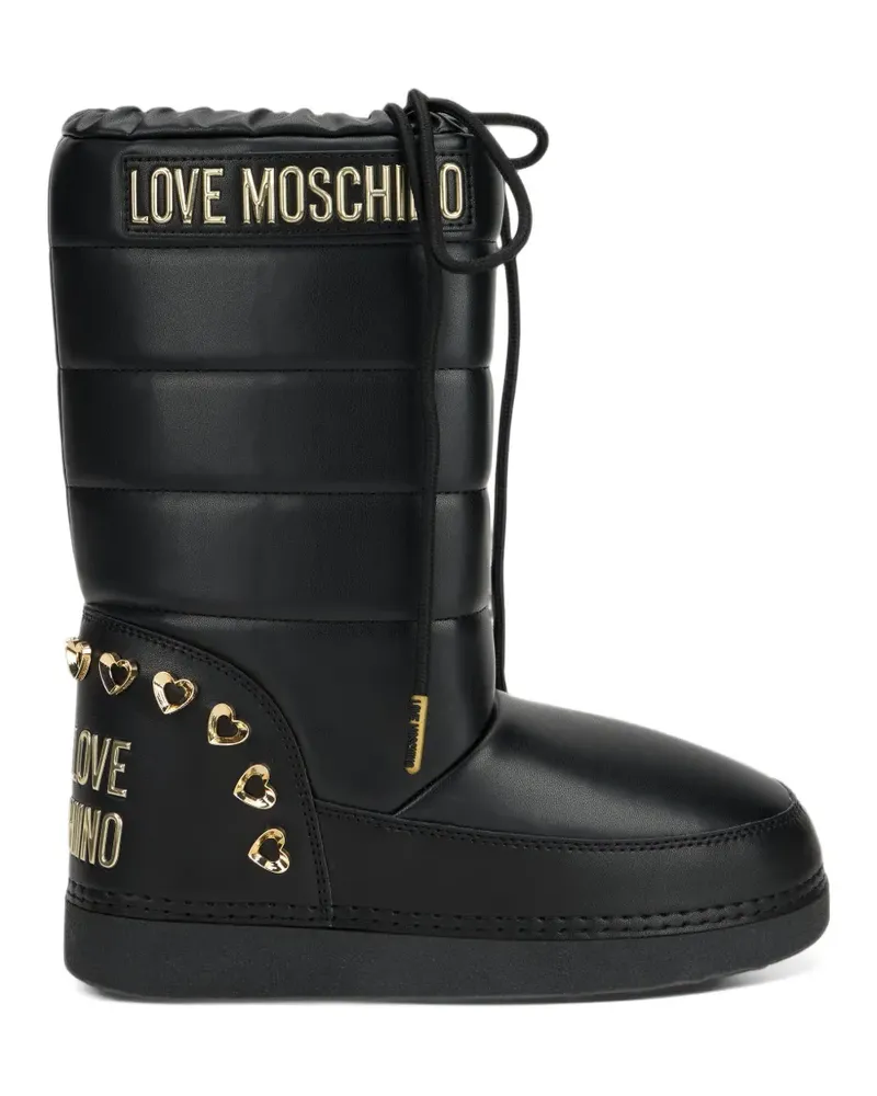 Moschino quilted heart-embellished boots - Schwarz Schwarz