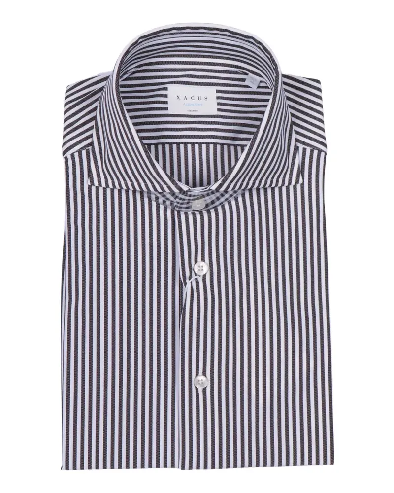 XACUS Active striped button-down shirt - Schwarz Schwarz