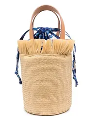 La DoubleJ Fringe Secchiello Beuteltasche aus Bast Nude