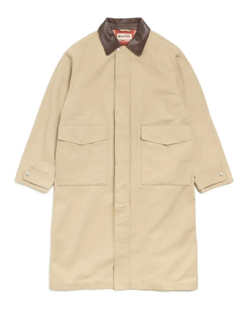 Stüssy leather-collar cotton coat - Nude Nude