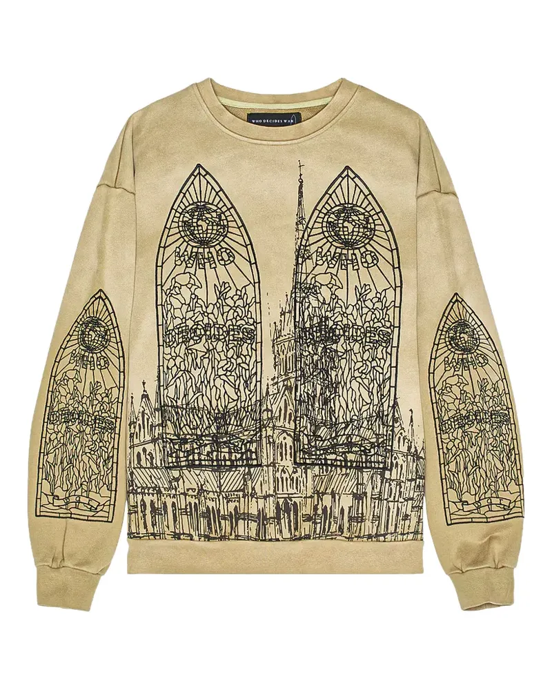 WHO DECIDES WAR cathedral-graphic sweatshirt - Nude Nude