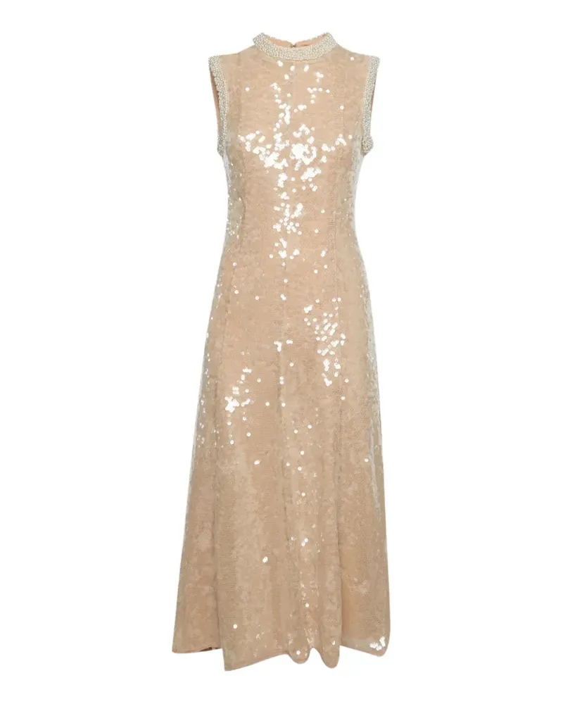 Self-Portrait Maxikleid mit Pailletten - Nude Nude