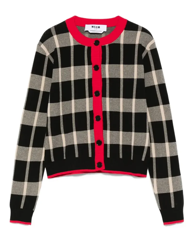 MSGM Karierter Cardigan - Schwarz Schwarz