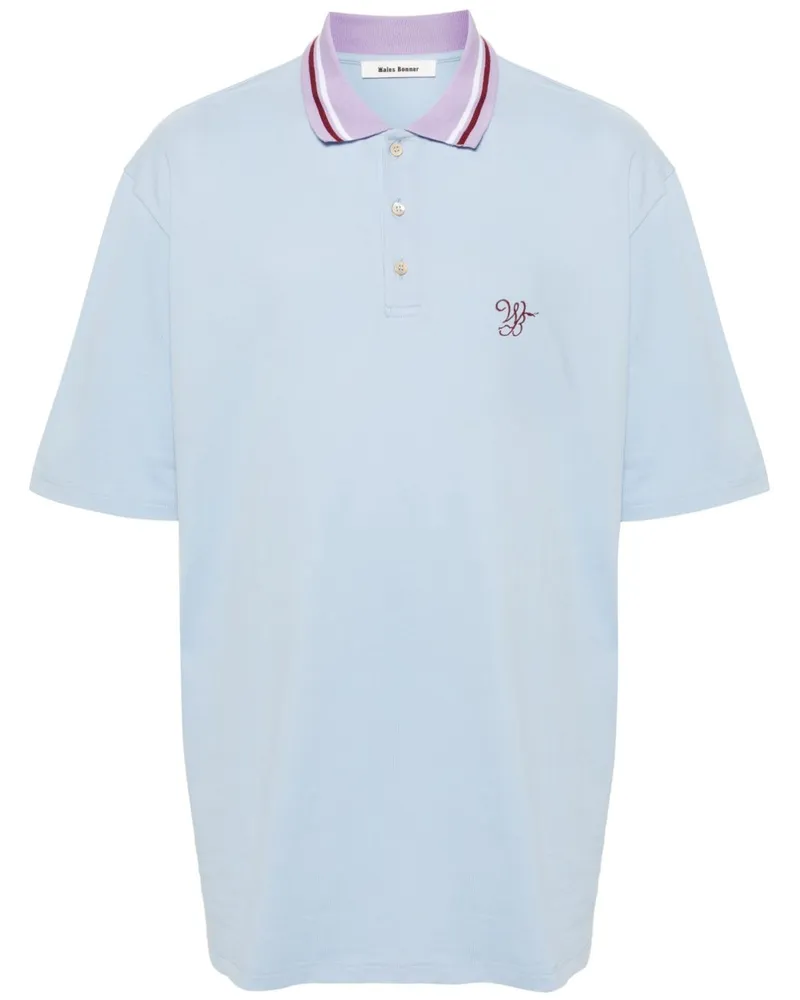 Wales Bonner Air Poloshirt aus Pikee Blau