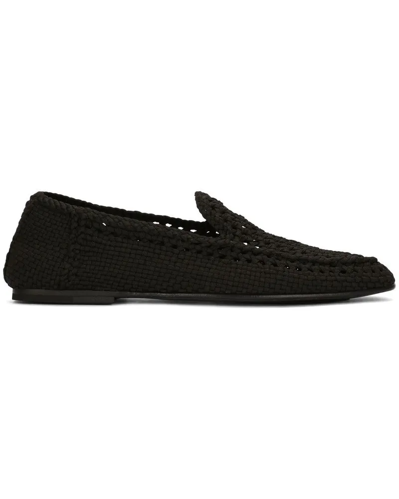 Dolce & Gabbana Gewebte Slipper aus Leder - Schwarz Schwarz