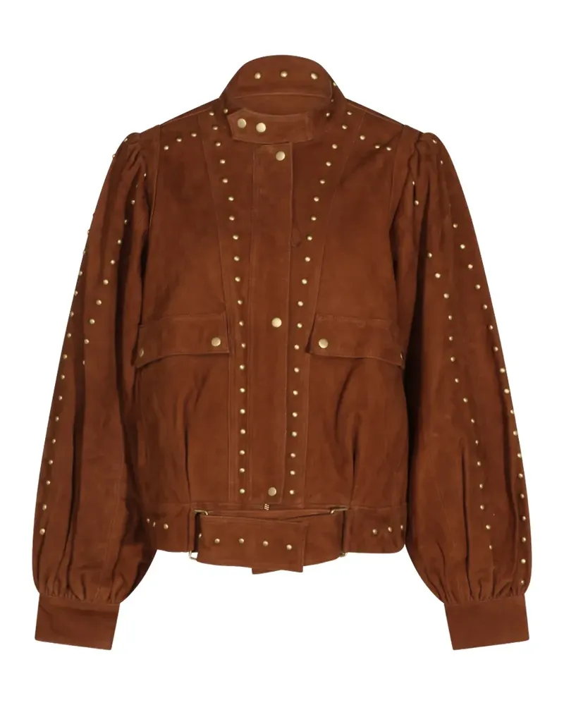 FARM Rio stud-embellished suede jacket - Braun Braun
