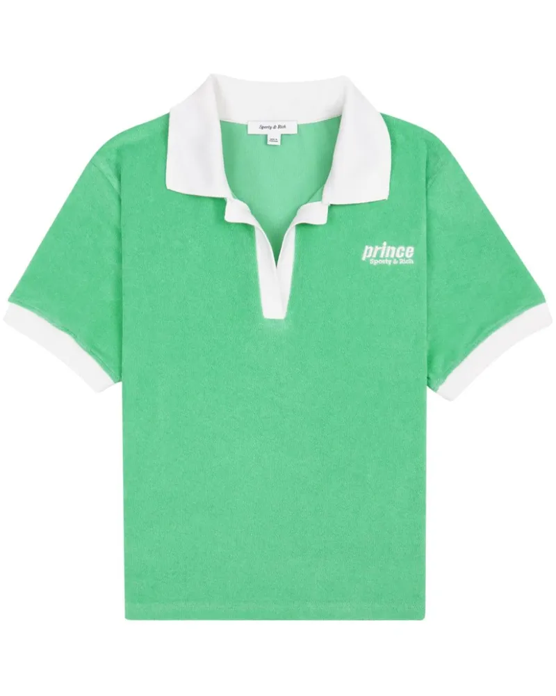 SPORTY & RICH Prince Sporty Frottee-Poloshirt - Grün Grün