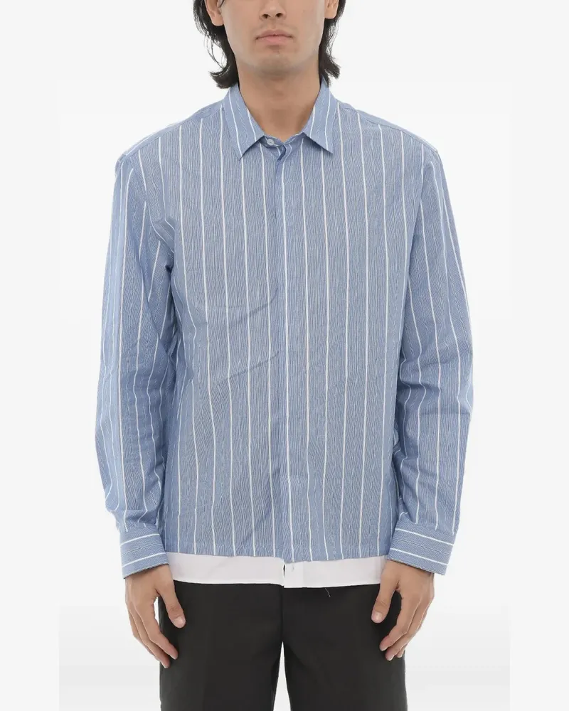 Neil Barrett Kastiges Hemd mit Streifen - Blau Blau