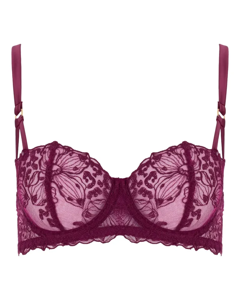Fleur Of England floral-lace balcony bra - Rot Rot
