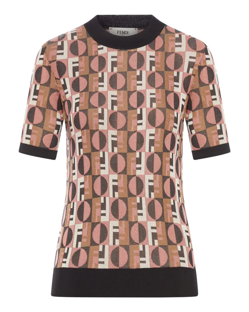 Fendi T-Shirt aus geometrischem Jacquard - Braun Braun
