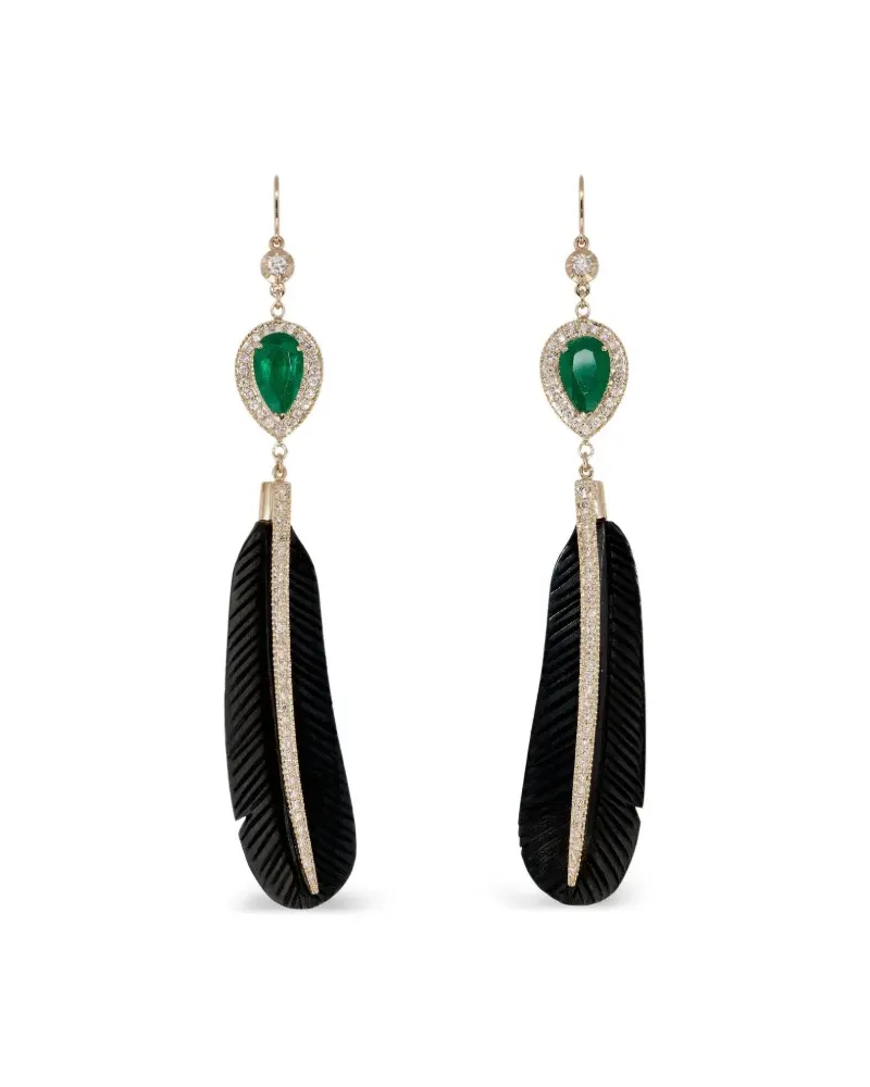 Jacquie Aiche 14kt Sophia Gelbgoldohrringe mit Smaragd und Diamanten Gold