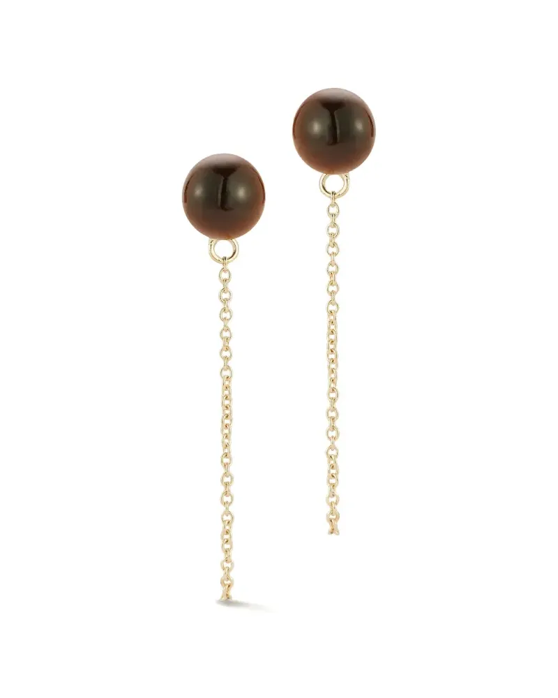 MATEO 14kt Gelbgoldohrringe mit Tigerauge - Braun Braun