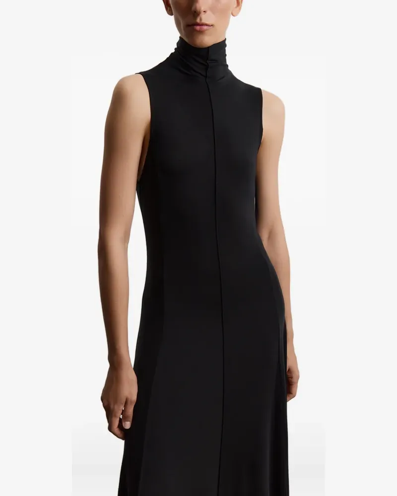 12 STOREEZ Maxikleid mit Stehkragen - Schwarz Schwarz