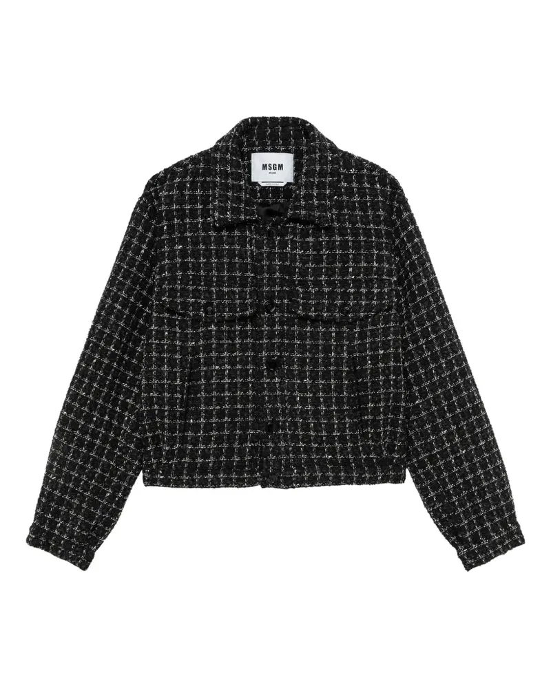 MSGM Tweed-Jacke mit Karomuster - Schwarz Schwarz