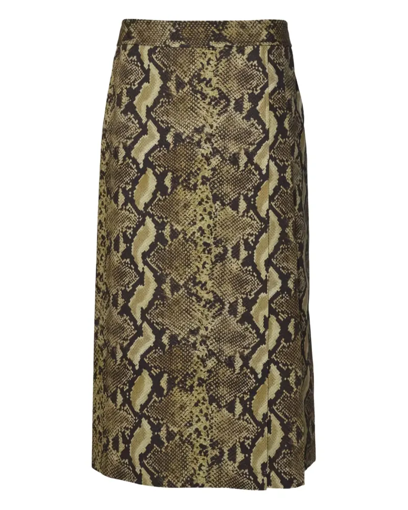 ASPESI Midirock mit Schlangen-Print - Braun Braun