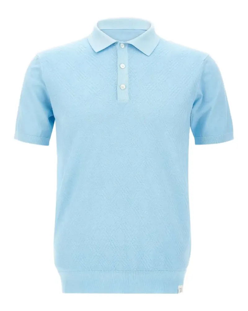 Peuterey diamond-textured knit polo shirt - Blau Blau