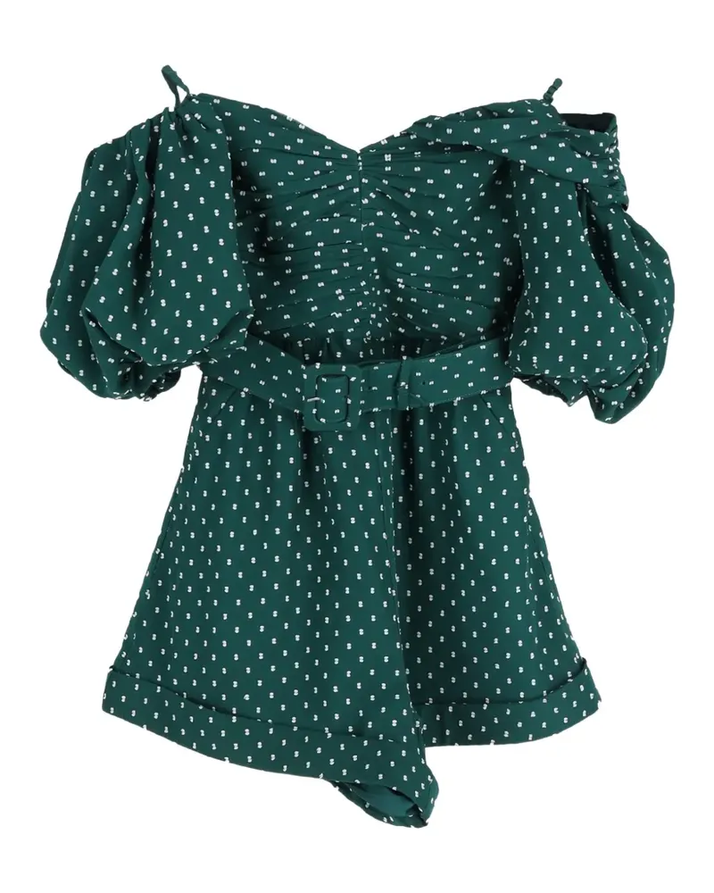 Self-Portrait polka dot one-shoulder belted blouse - Grün Grün