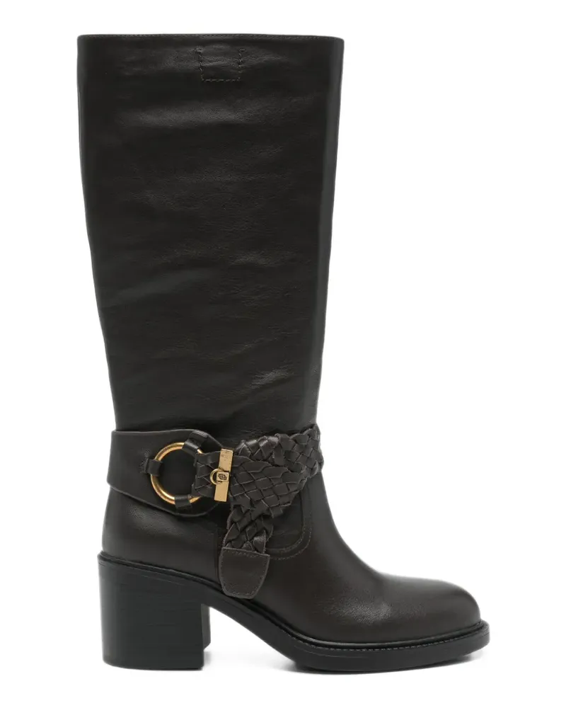 Liu Jo Stiefel mit geflochtenem Riemen und Blockabsatz - Braun Braun