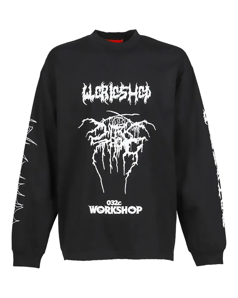 032c Sweatshirt mit grafischem Print - Schwarz Schwarz