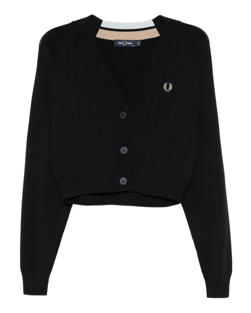 Fred Perry Cropped-Cardigan mit Zopfmuster - Blau Blau