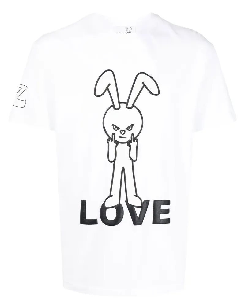 Natasha Zinko T-Shirt mit Love Bunny-Print - Weiß Weiß