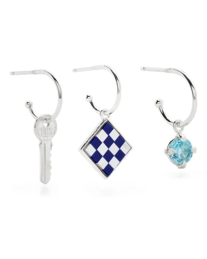 Wouters & Hendrix mosaic and topaz hoop earrings - Silber Silber