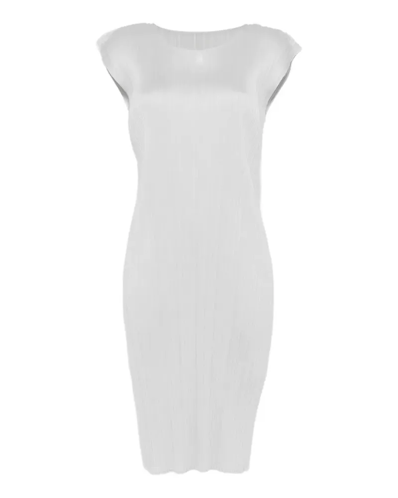 Issey Miyake Midikleid mit kurzen Ärmeln - Weiß Weiß