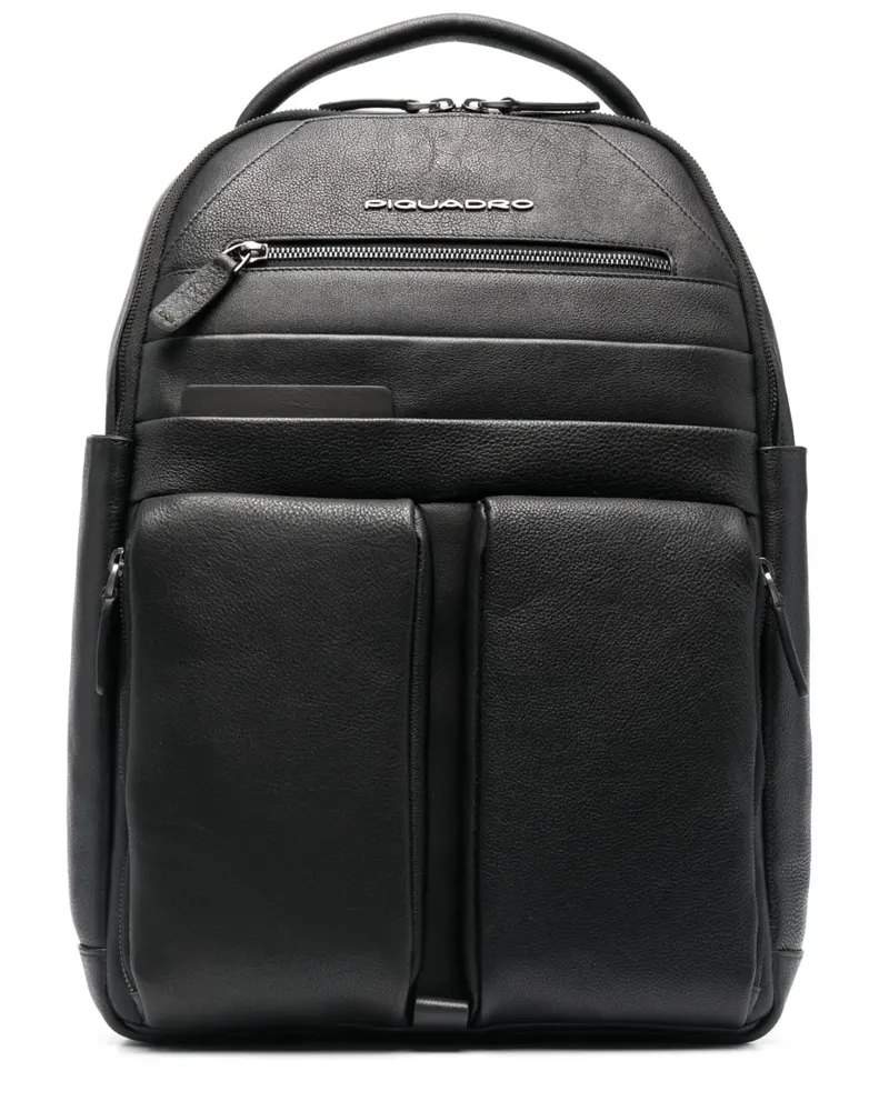 Piquadro Rucksack mit Logo-Schild - Schwarz Schwarz