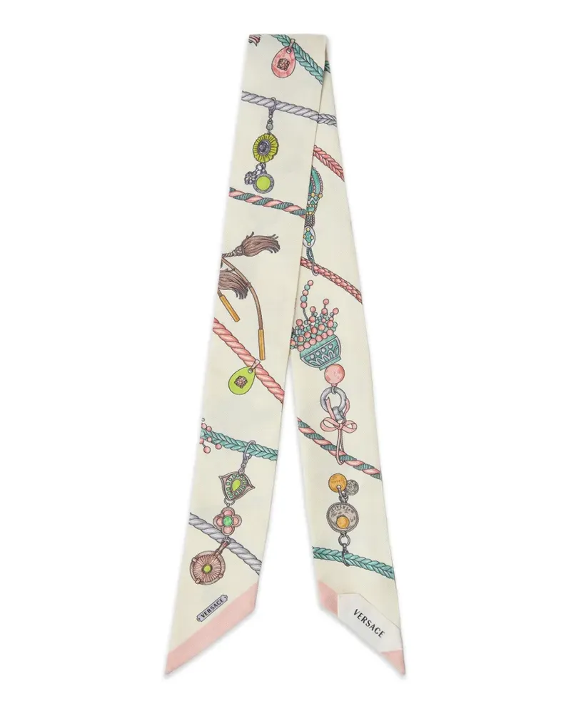 Versace Twill-Seidenschal mit Print - Weiß Weiß