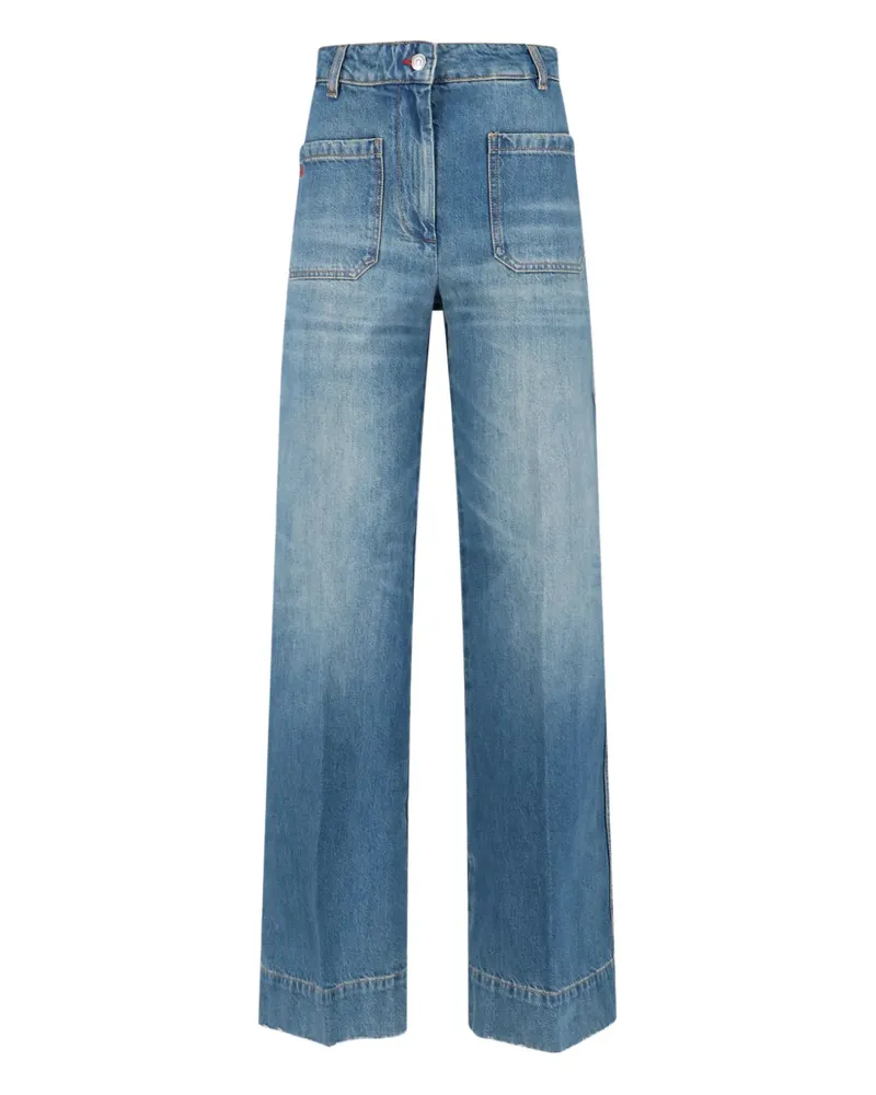 Victoria Beckham Patch-Pocket-Jeans mit Ziernaht - Blau Blau