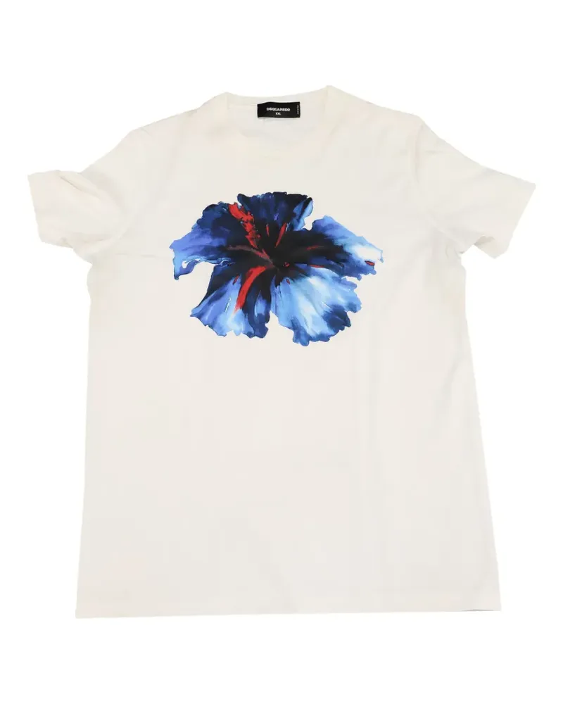 Dsquared2 graphic hibiscus-flower print T-shirt - Weiß Weiß