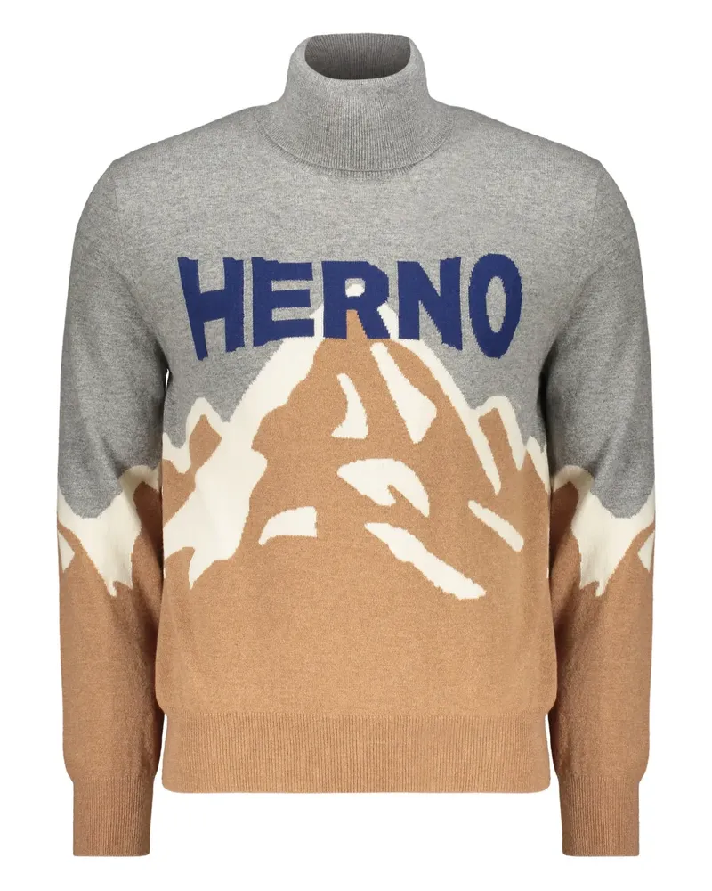 Herno Stehkragen-Pullover im Gebirgsdesign - Grau Grau