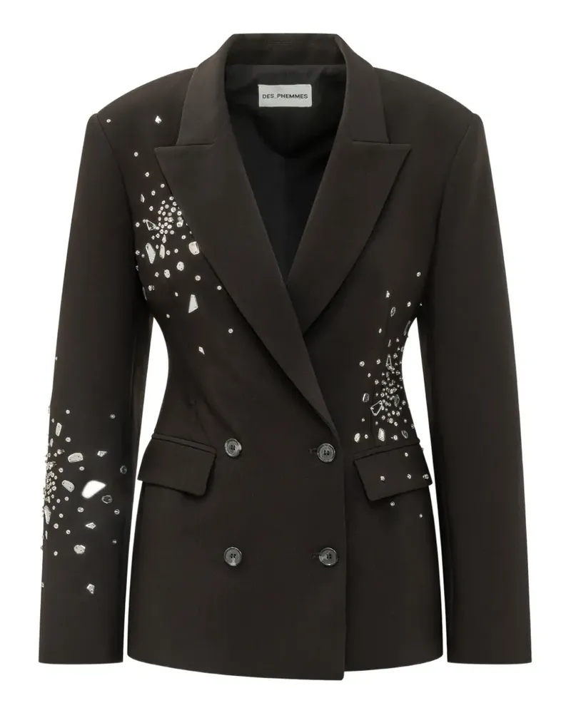 Des Phemmes crystal-embellished double-breasted blazer - Schwarz Schwarz