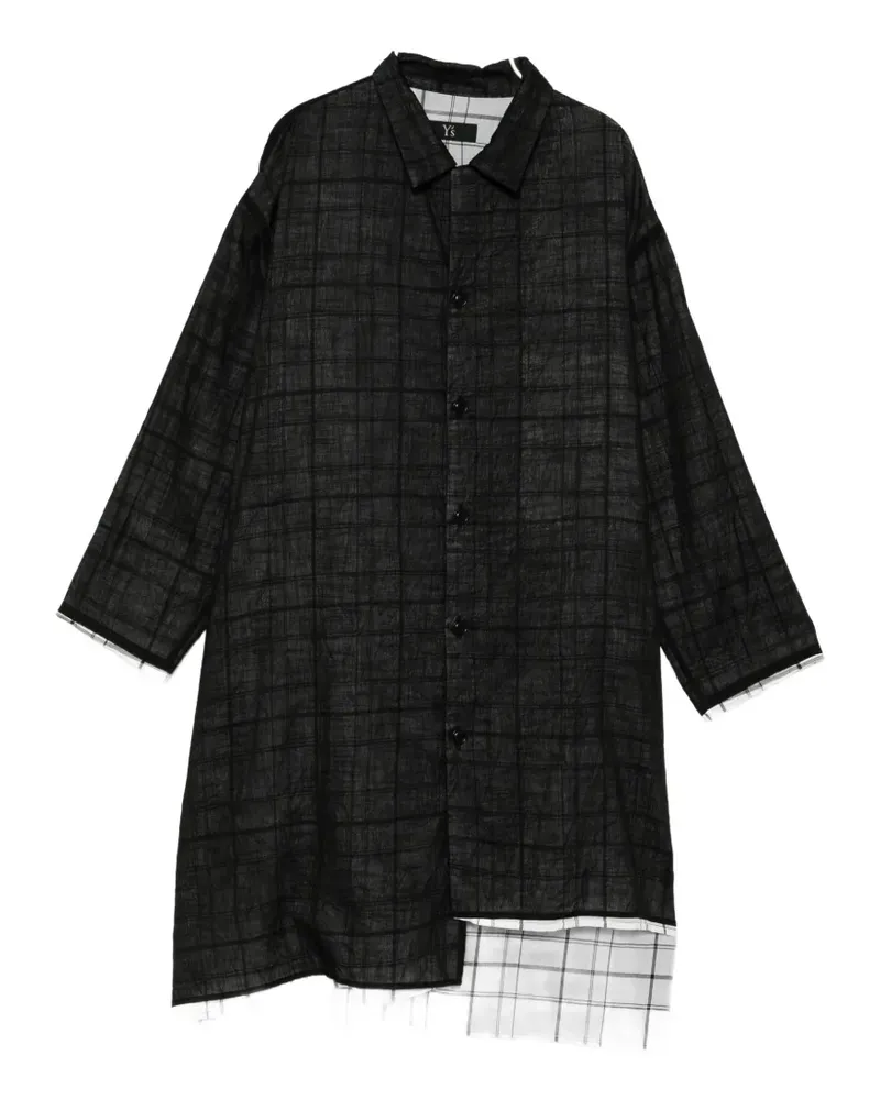 Yohji Yamamoto check-pattern layered-effect shirt - Schwarz Schwarz