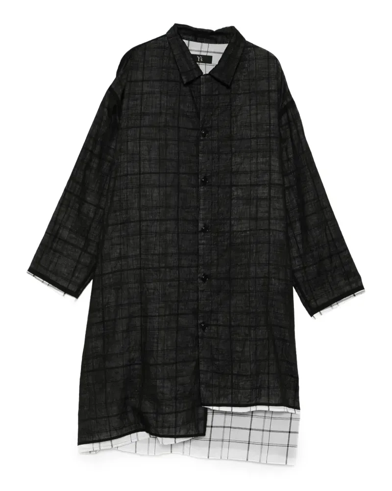 Yohji Yamamoto check-pattern layered-effect shirt - Schwarz Schwarz