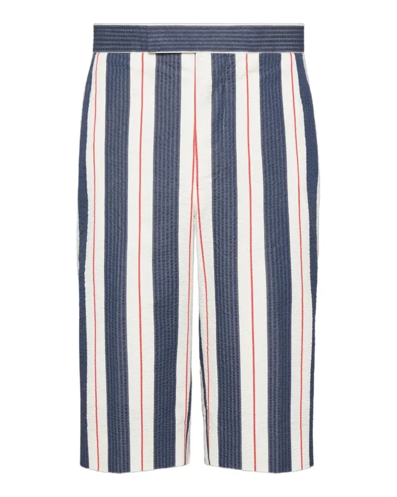 Thom Browne Gestreifte Shorts aus Seersucker - Blau Blau