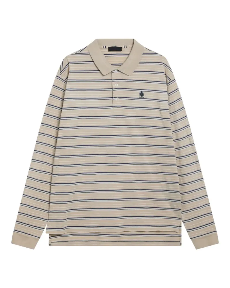 Prada striped long-sleeve polo shirt - Nude Nude