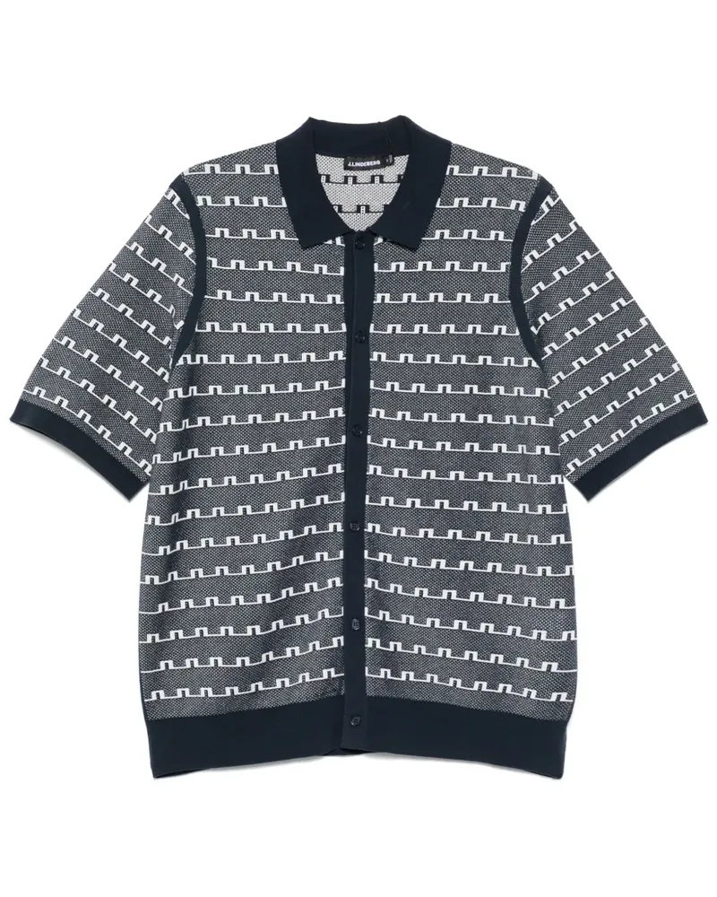J.Lindeberg Rolando Jacquard-Hemd mit Logo - Blau Blau